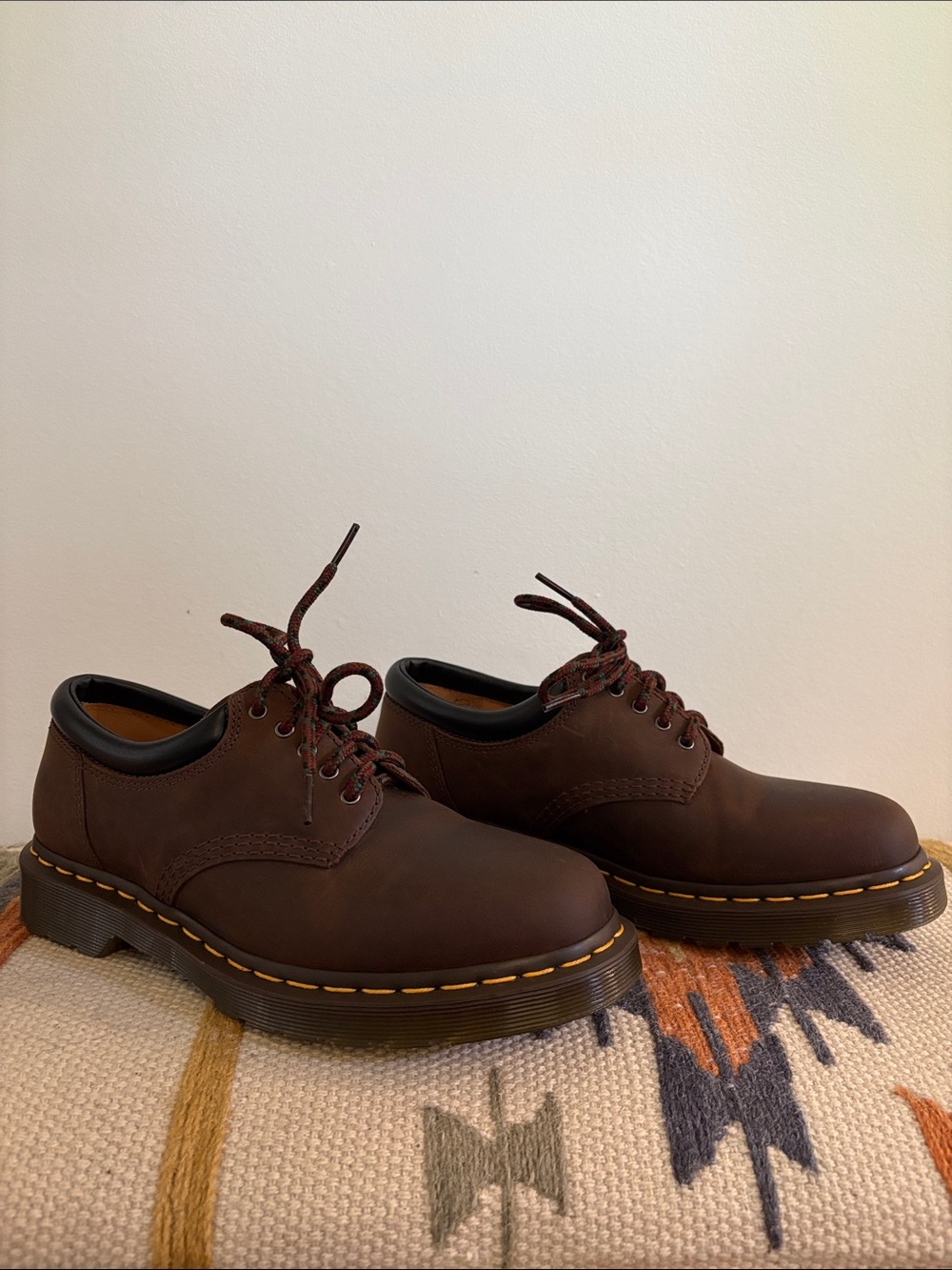 Dr. Martens 8053 Brown 3-Eye Leather Oxford with Yellow Stitching